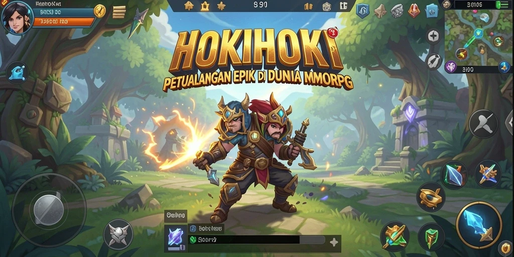 Tampilan gameplay HOKIHOKI yang menakjubkan dengan aksi petualangan MMORPG.