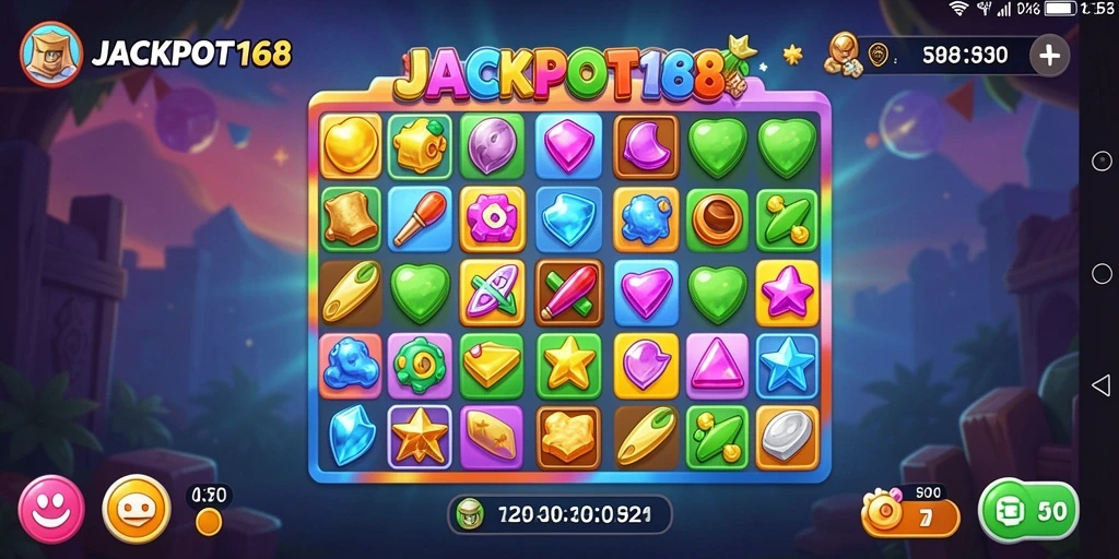 Tampilan gameplay JACKPOT168 yang seru dan penuh warna.