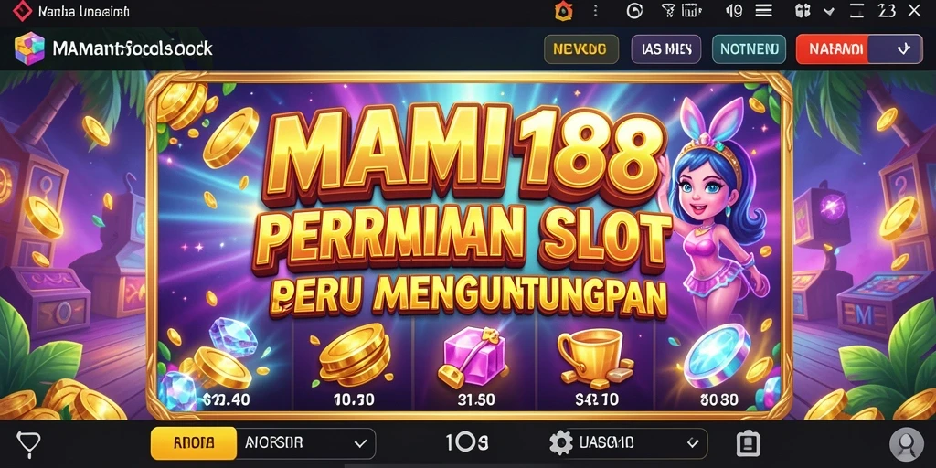 Screenshot utama MAMI188 menampilkan gameplay Slot yang penuh warna.
